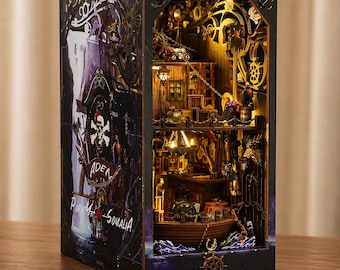 Kit de rincón de lectura pirata, diorama de barco en miniatura, estante LED decorativo, regalo, exhibición de aventura oceánica