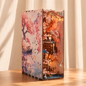 Sakura Book Nook Diorama DIY Kit Japans miniatuurhuis LED-kersenbloesemdecor