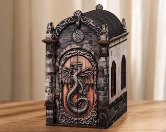 Diorama de rincón de lectura en miniatura con castillo gótico y dragón para exhibición de mesa, decoración fantástica, regalo