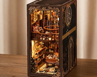 Diorama de rincón de lectura misterioso, escena de biblioteca en miniatura de detective, decoración vintage, kit de inserción para estantería de regalo