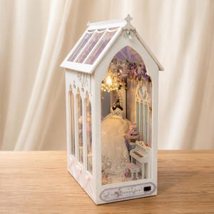 Princess Wedding Book Nook DIY Miniature Dollhouse Diorama Wooden Puzzle LED Bookshelf Decor Gift