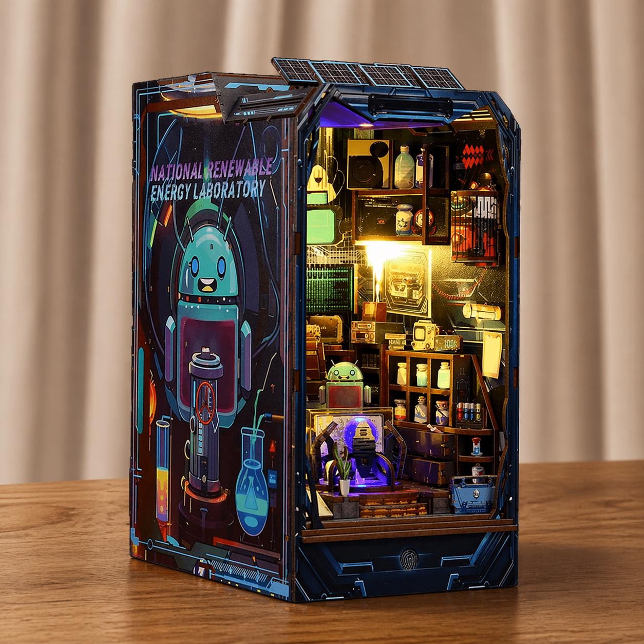 Diarama Science Lab Science Lab Book Nook Diorama Futuristic Miniature Library Insert LED ...