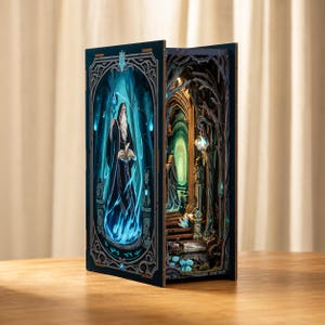 Wizard Book Nook: Magical Library Portal, Fantasy Bookshelf Insert, Enchanted Decor, Diorama Kit DIY