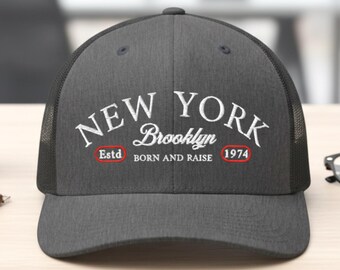 New York Brooklyn Trucker Hat, Custom Born & Raised Cap