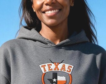 Texas Game Day Hoodie, Embroidered Texas Tailgate, Personalized Name Number sweatshirt, Embroidered Texas Gift, Texas Pride Fan Hoodie