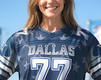 Personalized Dallas Star Jersey Women, Custom Name Number Texas Jersey, Tailgate Dallas Fan Jersey, Custom Name Fall Star Game Day Jersey