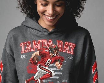 Tampa Bay Game Day Hoodie Women, Custom Name Fall Sweatshirt, Personalized Tampa Football Fan Gift