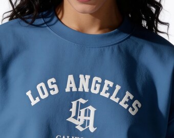 Vintage Los Angeles Baseball Sweatshirt, Embroidered LA California Crewneck, LA Gothic Lettering Heritage Sweater