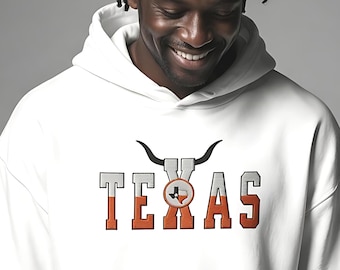 Texas Game Day Embroidered Hoodie, State Pride Sweatshirt, Fall Game Day Embroidered Pullover, Tailgate outfit for Women or Man