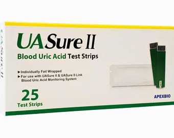 UASure II Uric Acid Test Strips 25 Pcs – Blood Uric Test Strip Original Meter Refill Medical Home Testing Kit