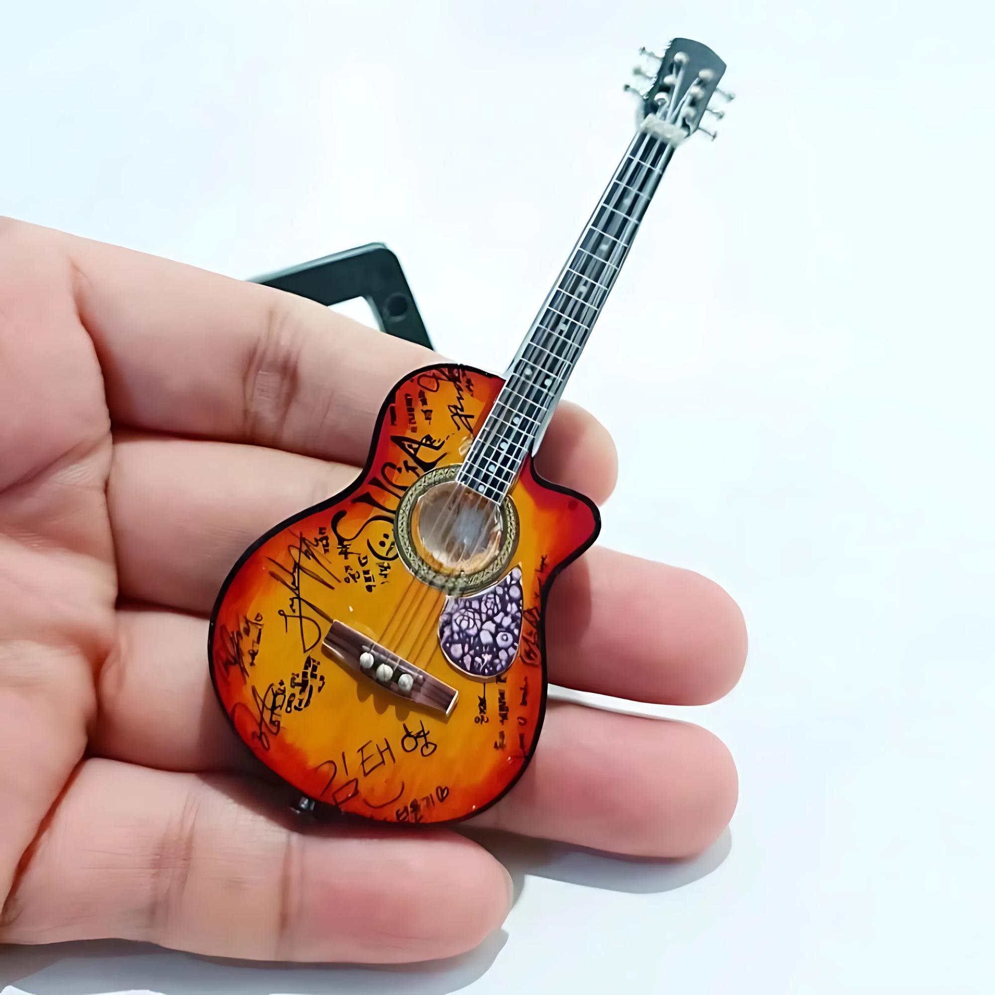 Jay Jay Instruments R32 Jay ENHYPEN Miniature Acoustic Guitar 1:12 Scale Handmade Wood ...