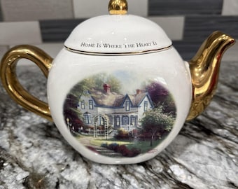 Bule decorativo vintage Thomas Kincade "Home Is Where The Heart Is"