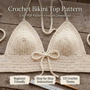 Beginner Crochet Bikini Top Pattern, Bralette PDF, Summer Beachwear (Instant Download)