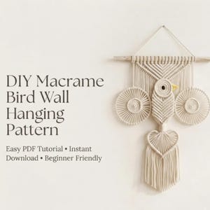 Macrame Bird Wall Hanging Pattern, Boho Fiber Art Tutorial (PDF Download)