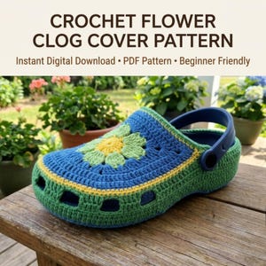 Crochet Flower Clog Cover Pattern (PDF Download), Beginner Daisy Crocs Accessory
