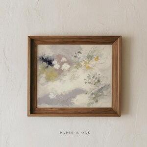 Neutral Botanical Art Print, Abstract Flower Painting, Soft Beige Green Spring Floral Composition, Cottagecore Home Decor, Archival Print 31