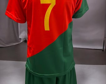 Conjunto de fútbol de Ronaldo #7 de Portugal – Camiseta y pantalón corto de fútbol para niños y adultos