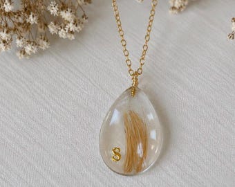 Pet fur memorial necklace | pet hair keepsake jewelry, pendant made from pet hair, dog hair, cat fur, horse hair, baby's lock of hair, etc.