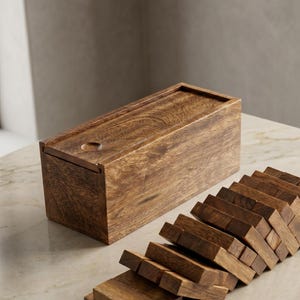 Juego de torre de bloques de madera de mango de lujo / Bloques apilables con acabado antiguo, diversión portátil para toda la familia.