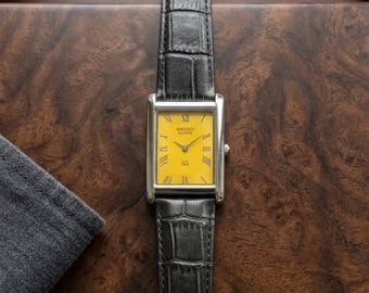 Zeldzaam vintage Seiko quartzhorloge heren | Rechthoekig jurkhorloge in tankstijl | Gerenoveerd