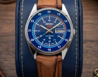 Reloj automático Seiko 5 vintage para hombre, esfera azul, fabricado en Japón, reacondicionado, modelo 6309.