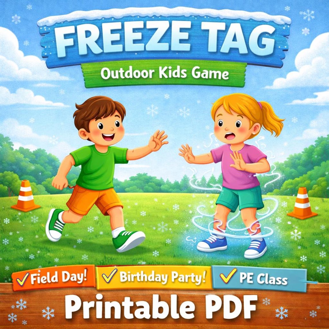 Freeze Tag Printable Game Card | Outdoor Kids Party Activity (PDF ...