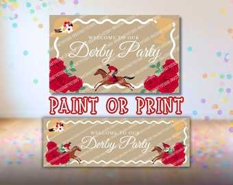 Modello per striscione per festa del Derby / Modificabile su Canva / Colorabile 3x5 e stampabile 2x6 SVG (Download digitale)