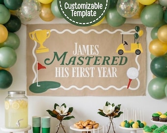 Masters Themed Birthday | Editable Banner Template | Paint or Printable