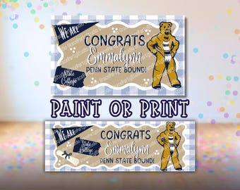 Modello per banner della Penn State / Modificabile su Canva / Colorabile, formato 3x5 e stampabile, formato 2x6 in SVG (Download digitale)