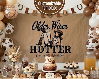 Banner de vaquera del oeste / Plantilla editable de Canva / Imprimible en tamaños 6x2 y 5x3