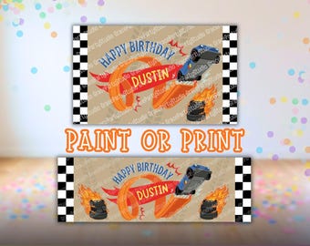 Modello per striscione di compleanno con macchinina giocattolo / Modificabile su Canva / Formato 3x5 (dipingibile) e 2x6 (stampabile) in formato SVG (download digitale)