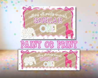 Modello per banner di biscotti a forma di animali glassati / Modificabile su Canva / Colorabile 3x5 e stampabile 2x6 SVG (Download digitale)