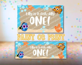 Modello di banner ispirato a Nemo / Modificabile su Canva / Colorabile, formato 3x5 e stampabile, formato 2x6 in SVG (Download digitale)