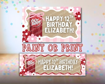 Modello di banner ispirato a Dr Pepper / Modificabile su Canva / Colorabile 3x5 e stampabile 2x6 SVG (Download digitale)