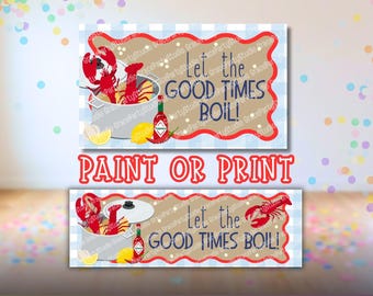 Modello per banner per festa a base di gamberi di fiume / Modificabile su Canva / Disegnabile 3x5 e stampabile 2x6 in formato SVG (Download digitale)