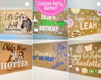 Hand-painted Paper Banner | Birthdays, Graduation, Bridal Events | Customizable 5x3ft Design
