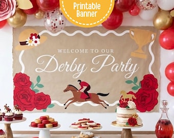 ダービーパーティーバナー｜編集可能なCanvaテンプレート｜印刷可能サイズ：2x6インチまたは3x5インチ