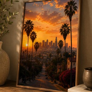Los Angeles Travel Poster | Los Angeles Wall Art | California Printable | Vintage Travel Print | West Coast Decor | Digital Download
