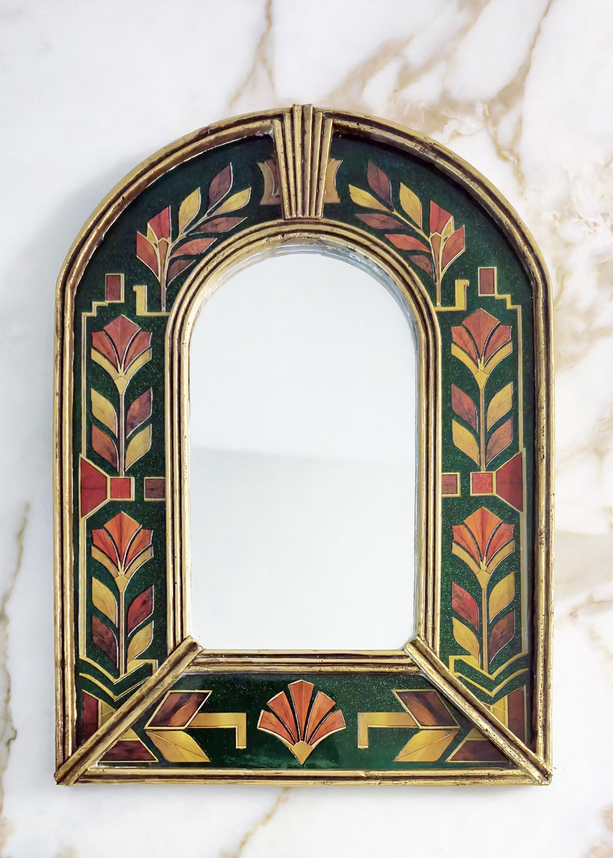 Vintage Blue Glass Mirror - Etsy