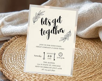 Let's Get Together Mobile Invitation Template, Editable Canva Phone Evite Modern Digital Party Invite