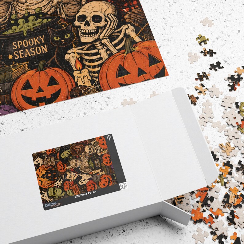 Halloween Puzzle | 1014 Pieces | Retro Monsters | Vintage Spooky Season Jigsaw image 2