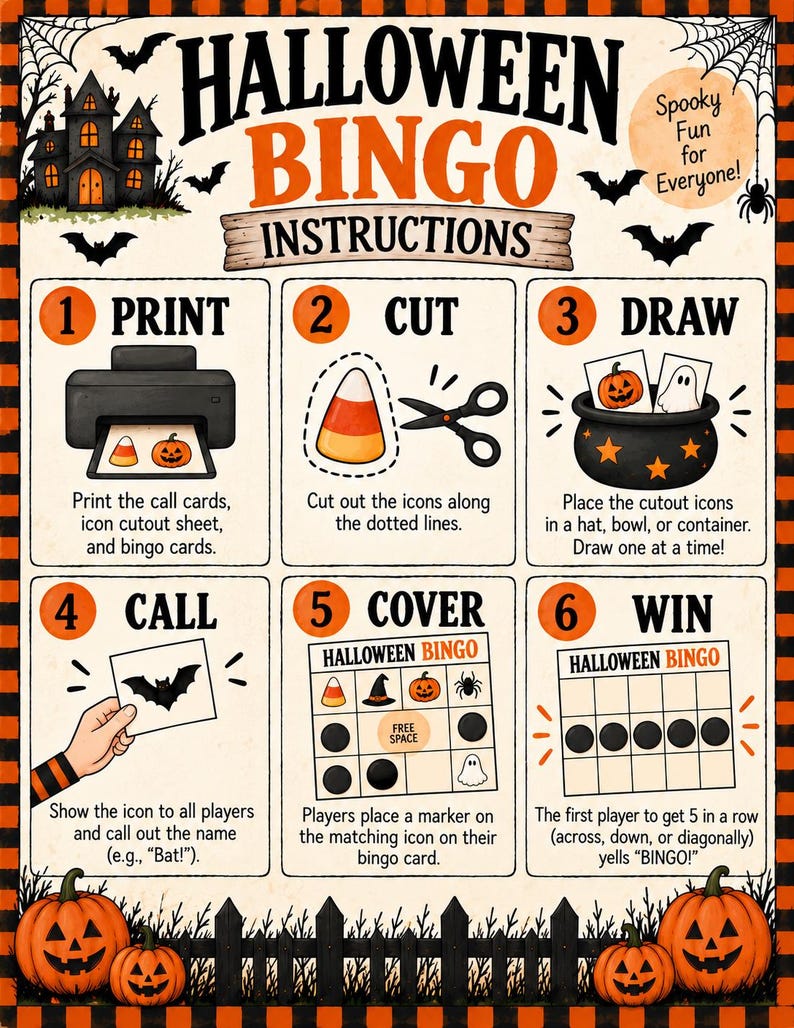 Halloween Bingo Printable Game | 15 Unique Bingo Cards | Kids Halloween ...