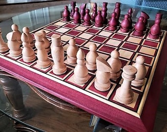 Purpleheart and Maple Chess Set