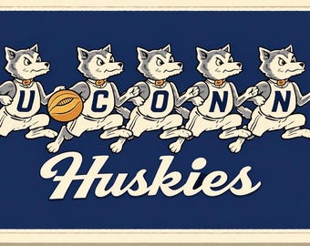 UConn huskies basketball NCAA College Football Vintage Style Metal Sign Poster (12x8in)