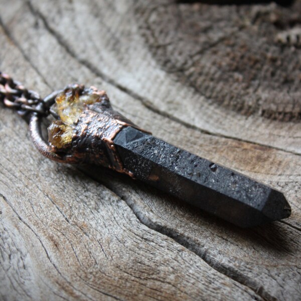 OCHIENG, UNIQUE Smoky Quartz Necklace • One Of A Kind • Electroformed • Healing Quartz • Unisex • Boho • Natural Inspired