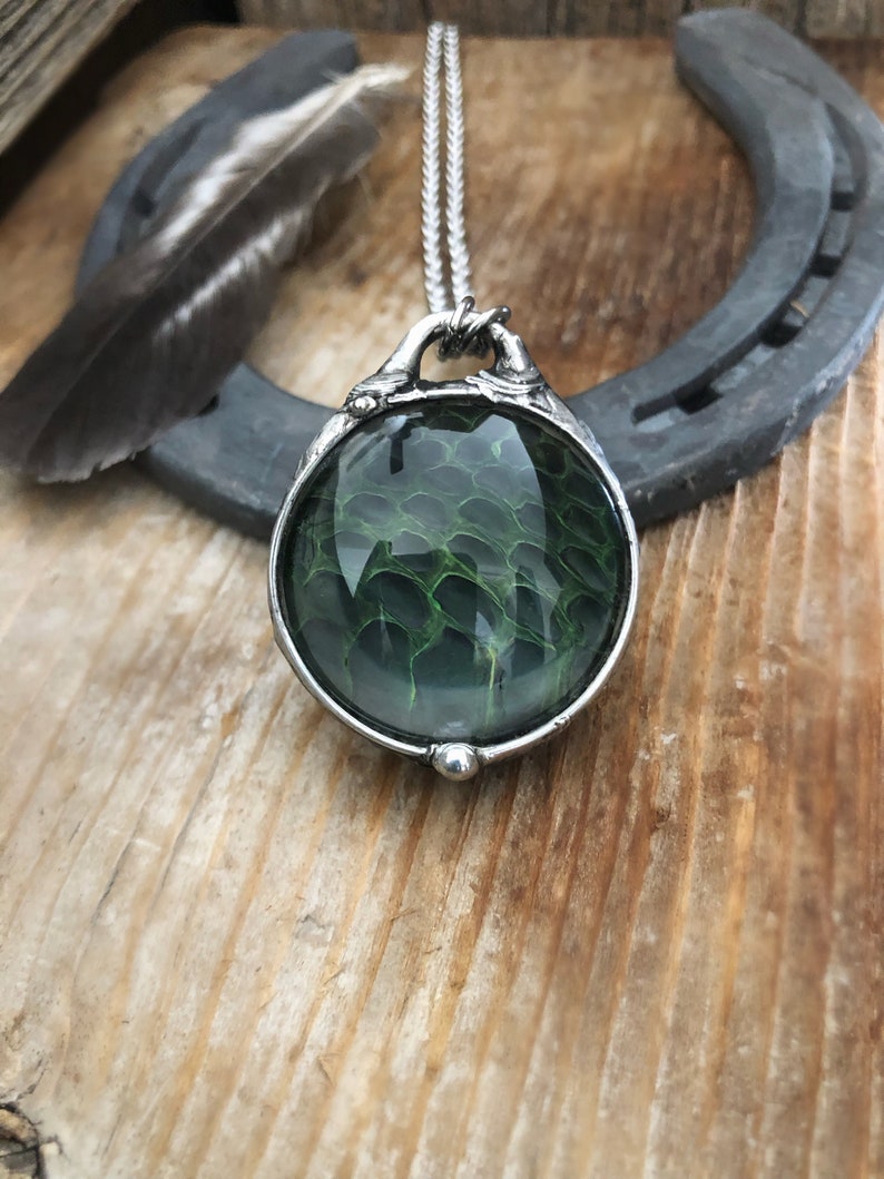 Snake Skin Necklace one of A Kind Talisman Boho Style Healing Crystal