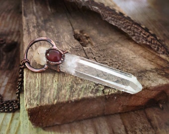 Brazilian Lemurian Seed Quartz With Reddish Onyx Gemstone • Unisex • "One Of A Kind" • Electroformed • Healing Quartz • Nature Inspired