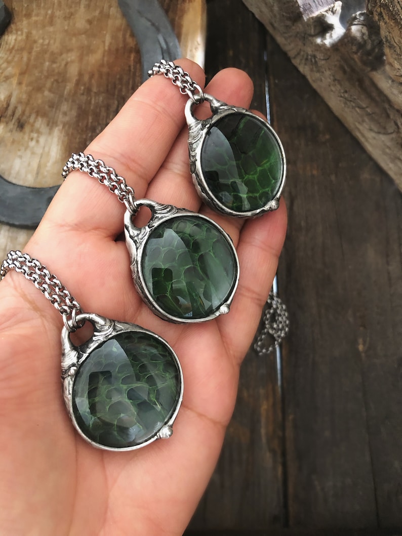 Snake Skin Necklace one of A Kind Talisman Boho Style Healing Crystal