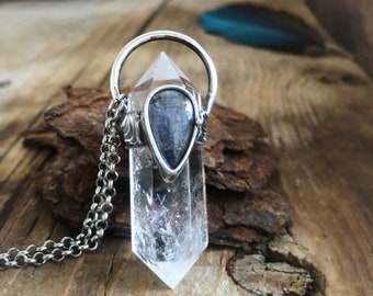 Double Terminated Clear Quartz Crystal And Tanzanite • One Of A Kind • Boho Style • Metalwork • Healing Crystal