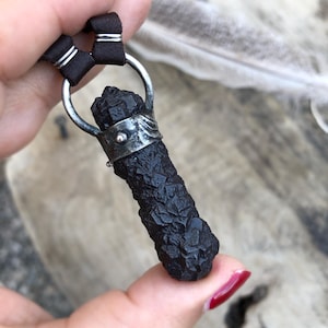 Raw Egyptian Black Diamond Quartz Necklace • Rare Stone • Prophecy Stone • Unisex • Talisman • One Of A Kind • Metalwork • Nature Inspired